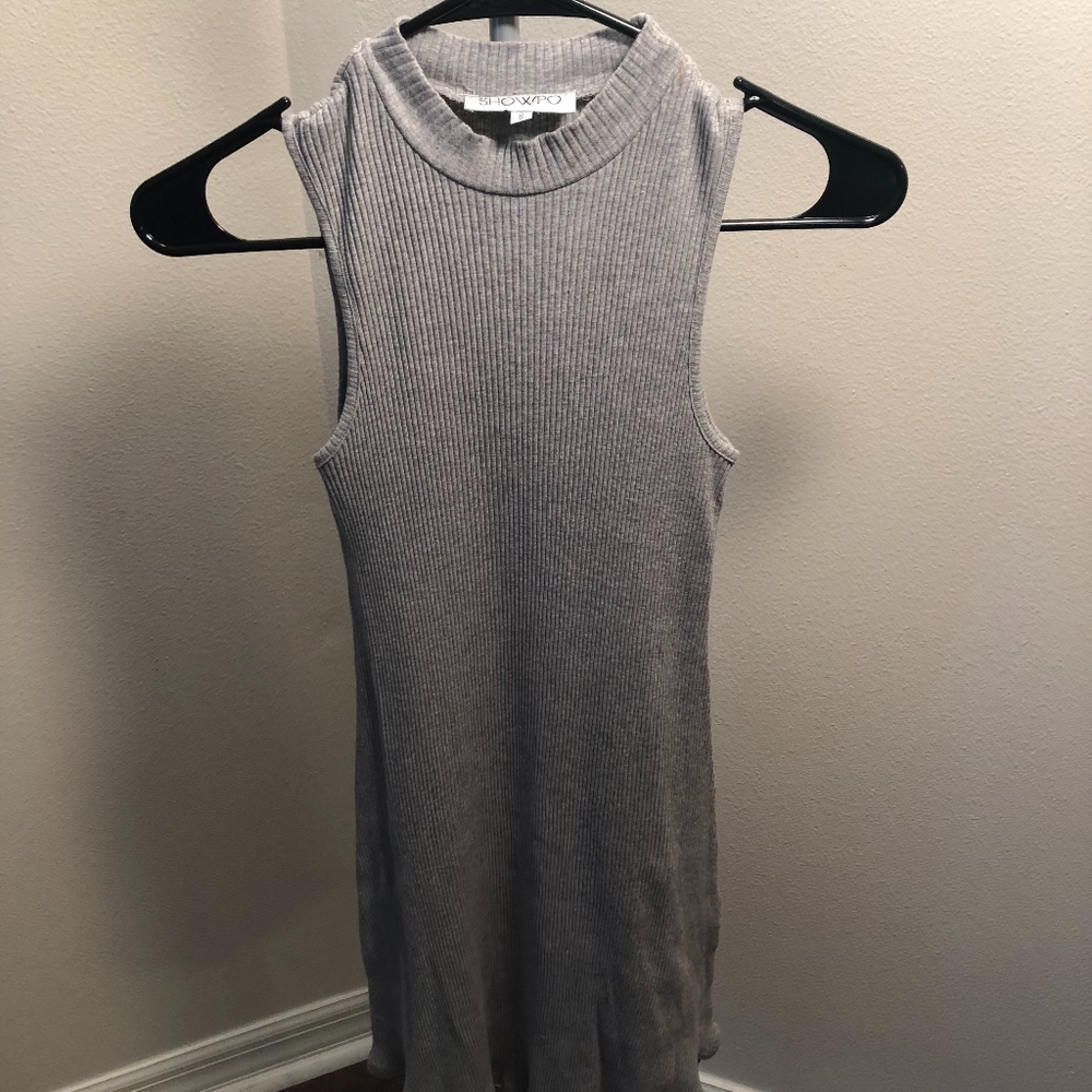 Grey High Neck Sweater Dress